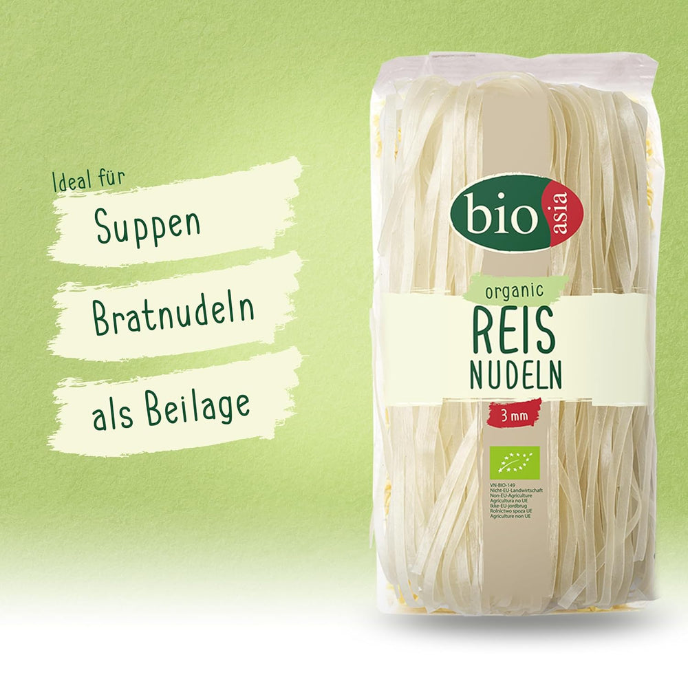 BIOASIA Bio rýžové nudle, 100% bio rýžová mouka asijské nudle, bezlepkové a veganské, 1 x 200 g