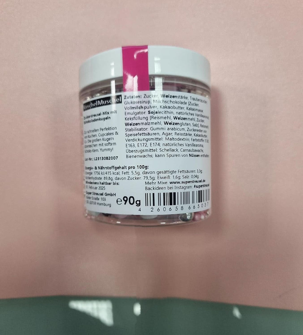 Super Streusel, Perle de zahăr comestibile (perle mari cu umplutură de ciocolată), 90 grame Naty Shop