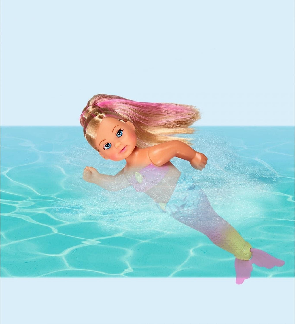 Simba 105733318 - Evi Love Swimming Mermaid, Evi ca o sirenă, Poate înota corect, Cu figurină de pește, Păpușă de îmbrăcat, 12cm, Pentru copii de la 3 ani în sus Papusi Naty Shop