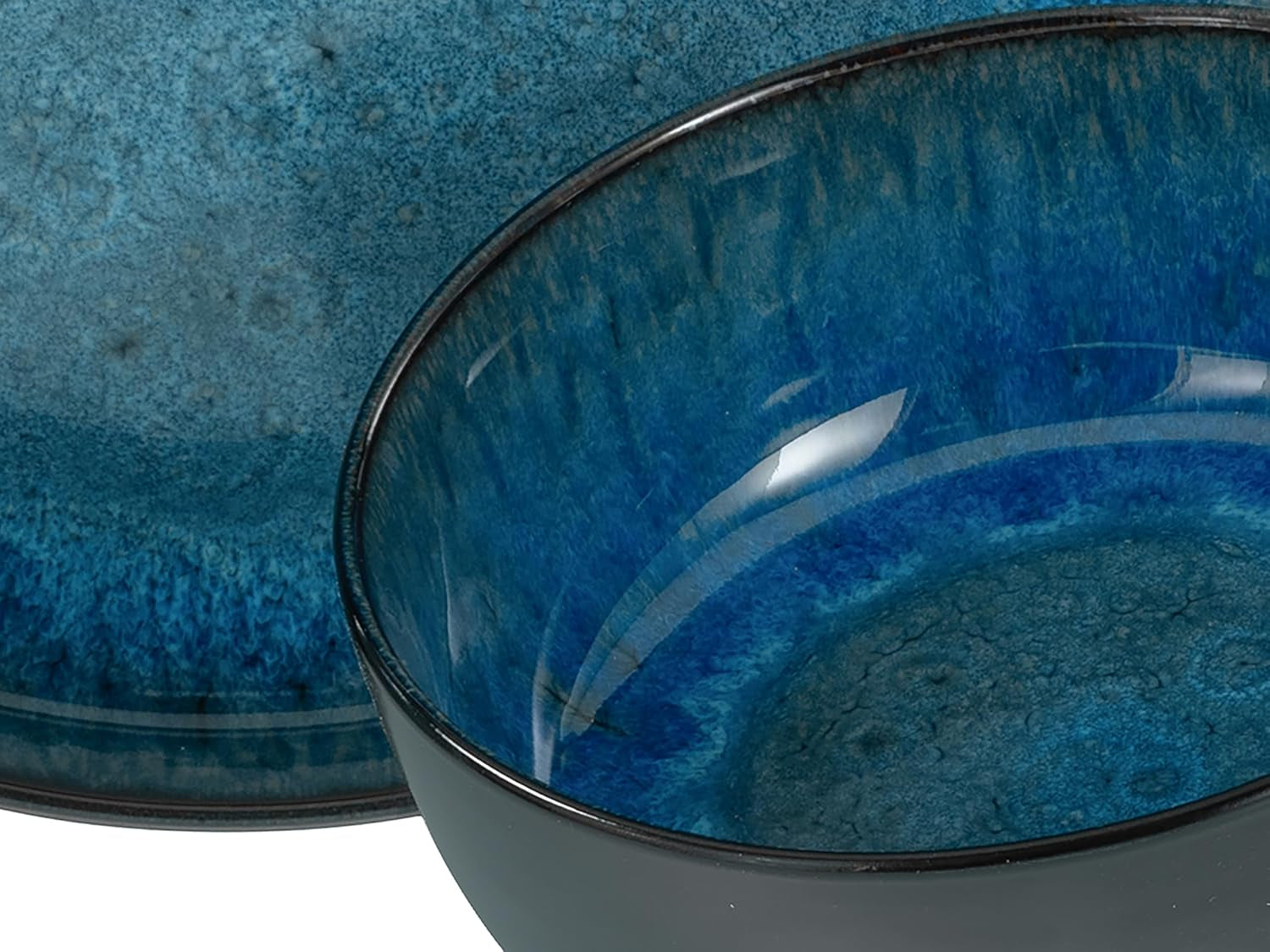 CreaTable, 20149, seria Nordic Fjord Blue, set de veselă cu 16 piese pentru 4 persoane, serviciu combinat din gresie, potrivit pentru mașina de spălat vase și cuptorul cu microunde, producție de calitate