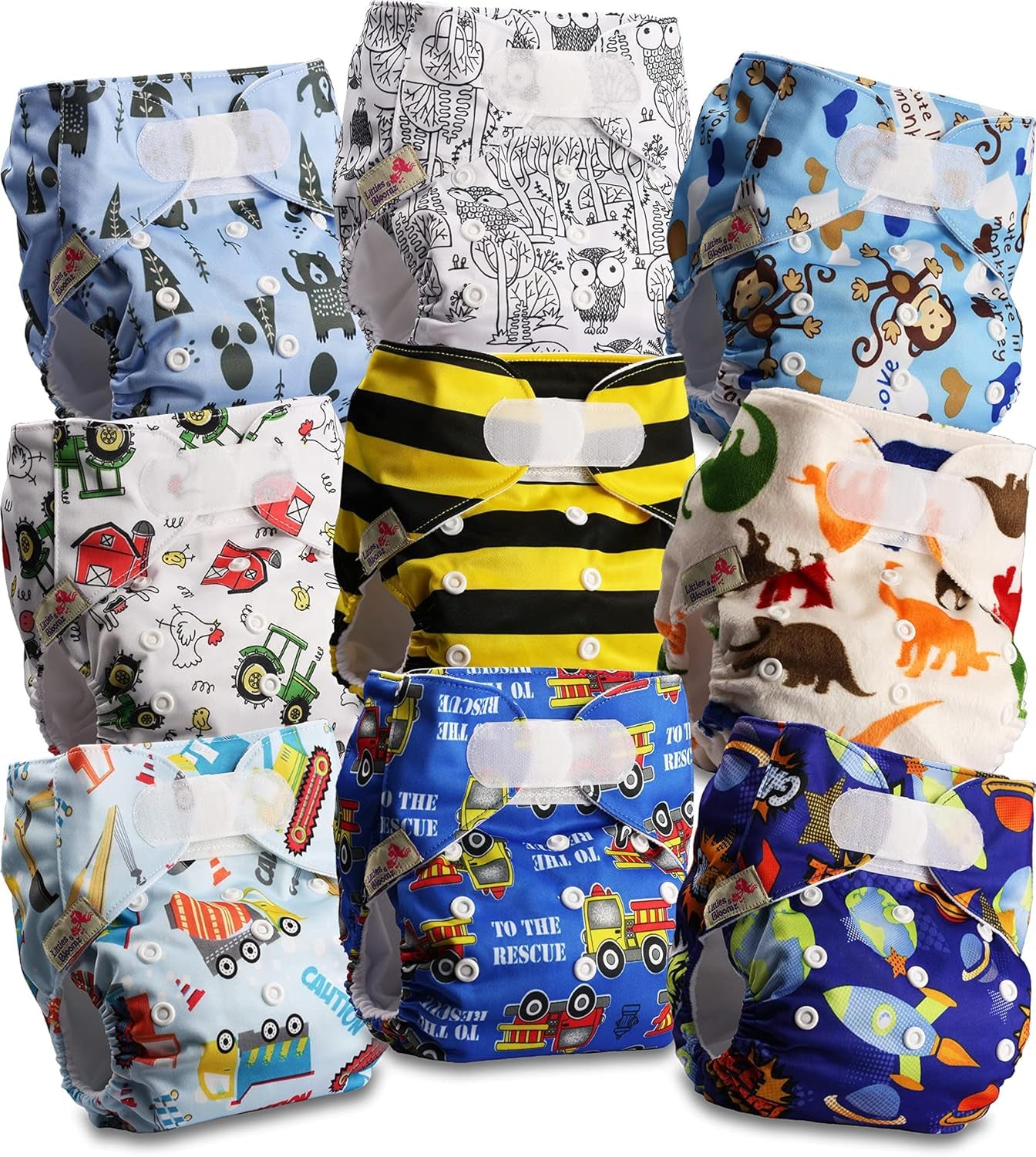 Opakovaně použitelná plena Littles and Bloomz FLV2-0602, standardní zapínání na suchý zip, 6 plen