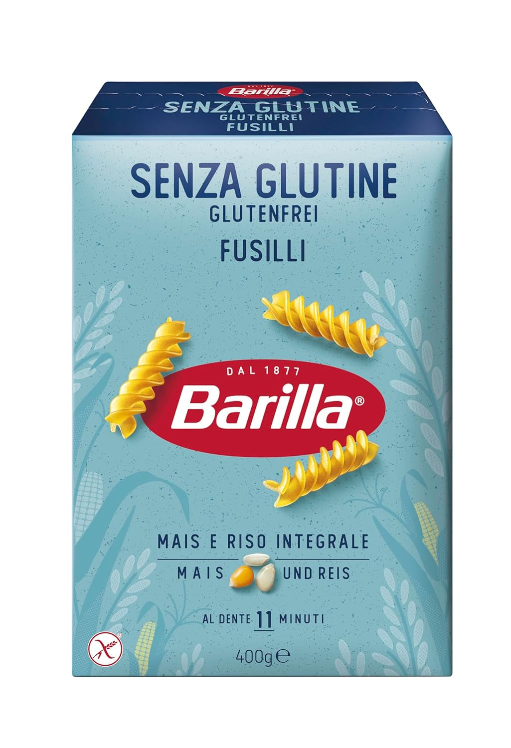 Bezlepkové těstoviny Barilla Fusilli z lahodné kukuřice a rýže - ideální pro lidi s celiakií nebo nesnášenlivostí lepku 400g