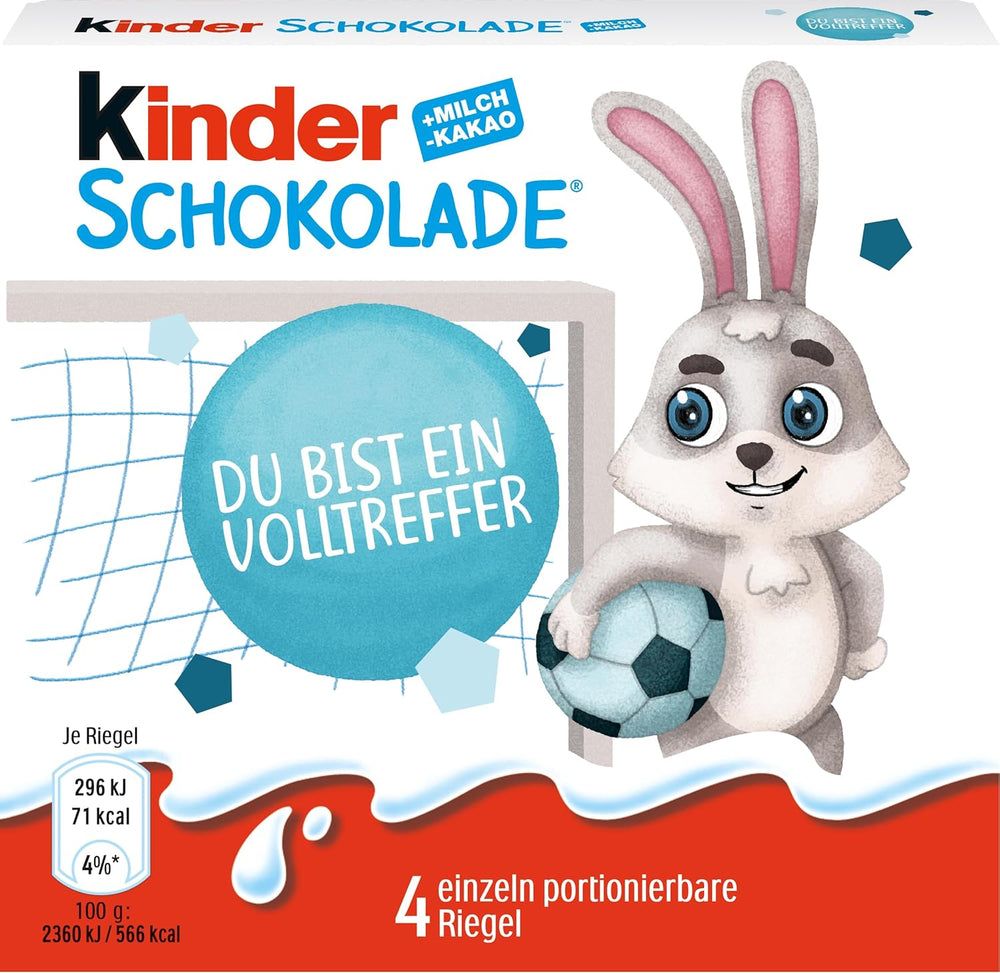 Kinder čokoláda (20 x 50 g) – valentýnský dárek pro něj a pro ni, karnevalové a masopustní sladkosti – plněné mléčné čokoládové tyčinky – 20 balení po 4 samostatných tyčinkách