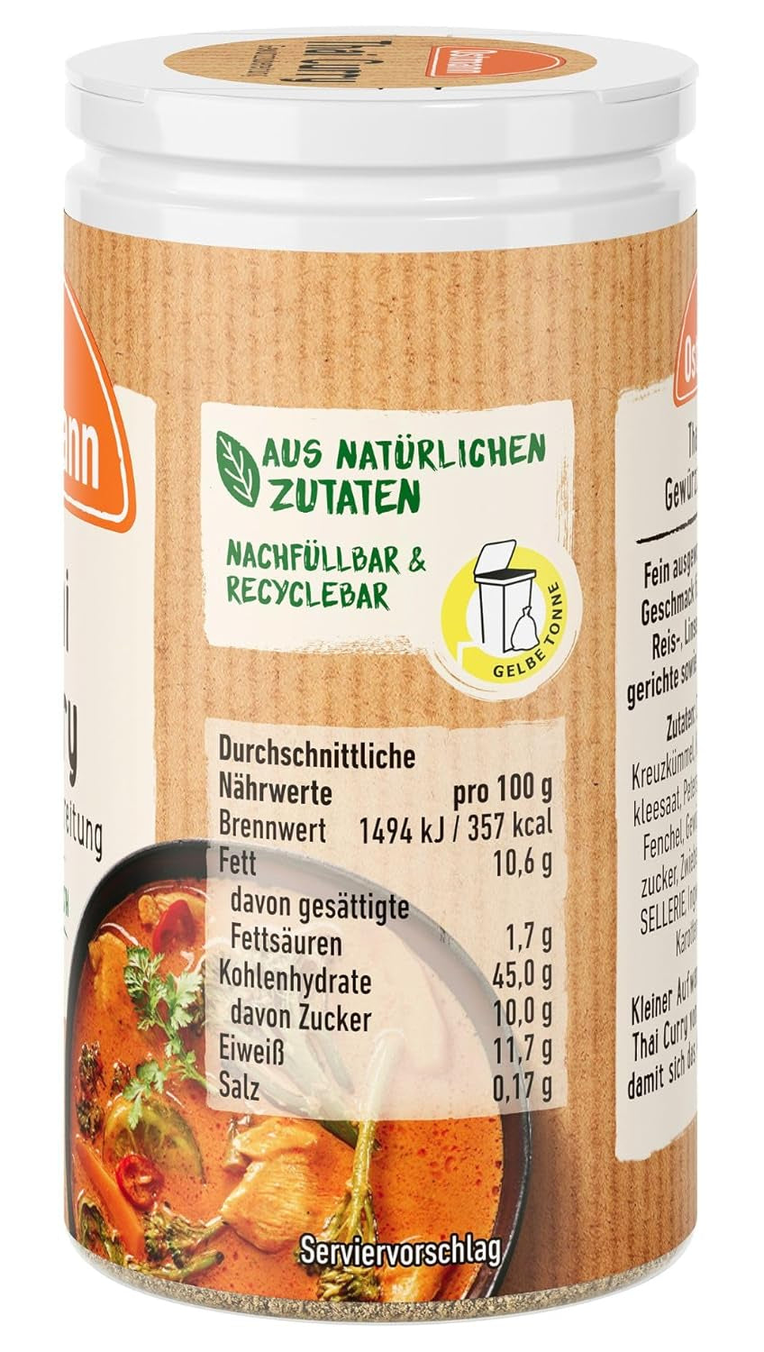 Ostmann Gewürze - Thai Curry Gewürzzubereitung | Nachfüllbare & recyklovatelné balení | 40 g v Der Streudose