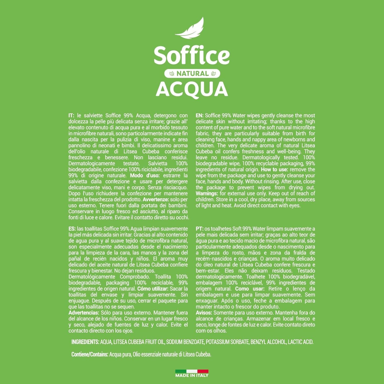 Přírodní čistící vlhčené ubrousky pro miminka, 99% voda, velmi jemné složení pro každodenní hygienu dětí a novorozenců - 12 balení po 64 ubrouscích