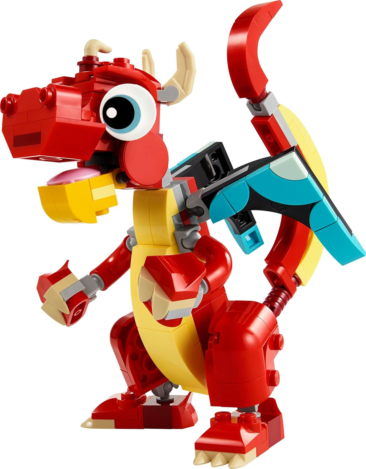 LEGO Creator 3v1 Hračka červeného draka pro rybí figurku k modelu ptáka Fénixe, sada zvířecích figurek, dárky pro chlapce, dívky a děti od 6 let 31145