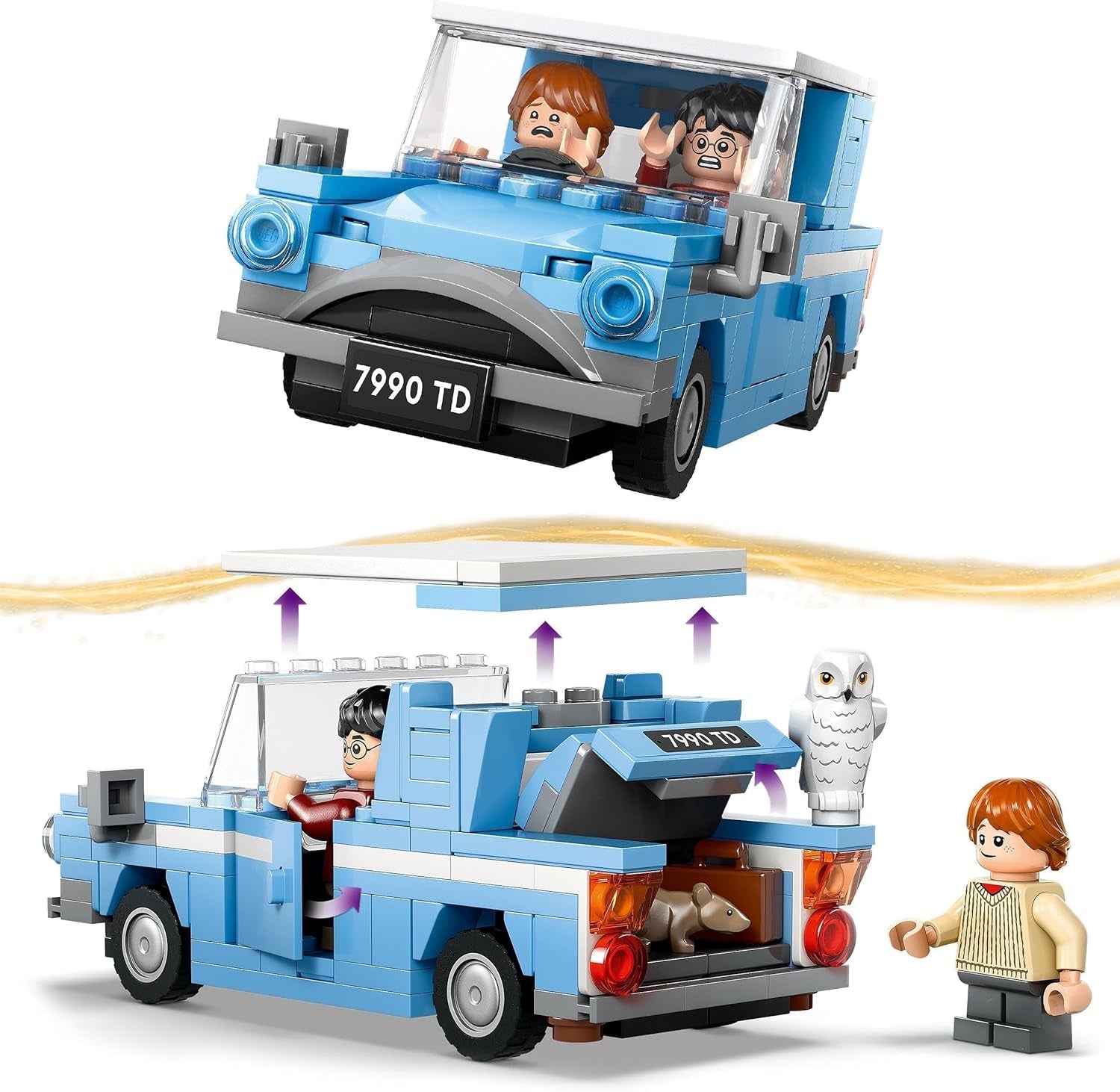 LEGO Harry Potter Létající Ford England Stavební autíčko pro děti Dárek pro chlapce, dívky a všechny fanoušky od 7 let Sada se 2 minifigurkami včetně Rona Weasleyho Hra na hrdiny 76424 Stavebnice Besuche den LEGO-Store