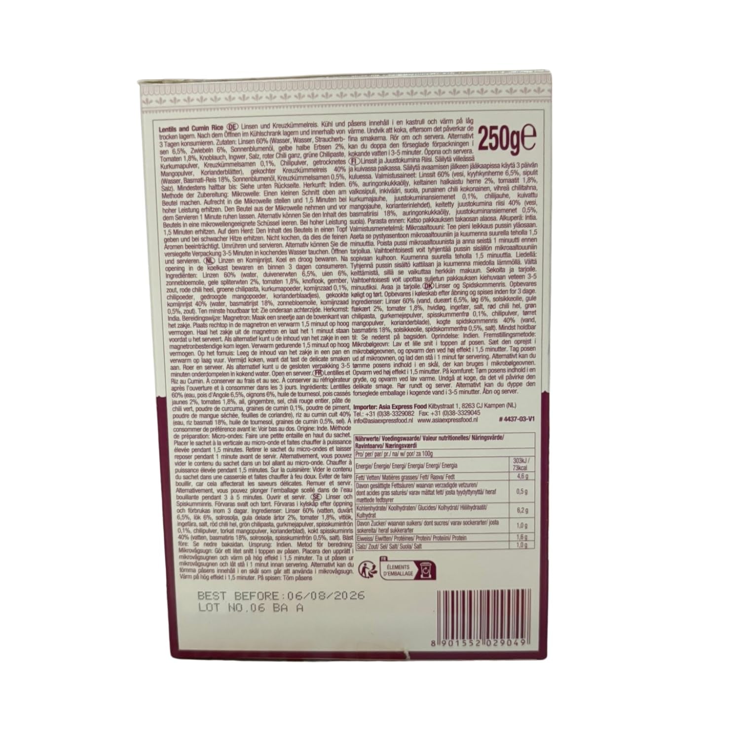 ASHOKA - Instantní rýže s čočkou a kmínem - (1 x 250 g)