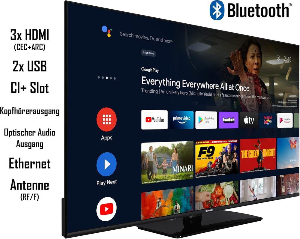 TELEFUNKEN XU50AN754M Televizor de 50 de inci/Smart TV cu Android (4K Ultra HD, HDR Dolby Vision, triplu tuner, Bluetooth, Dolby Atmos) [2023]