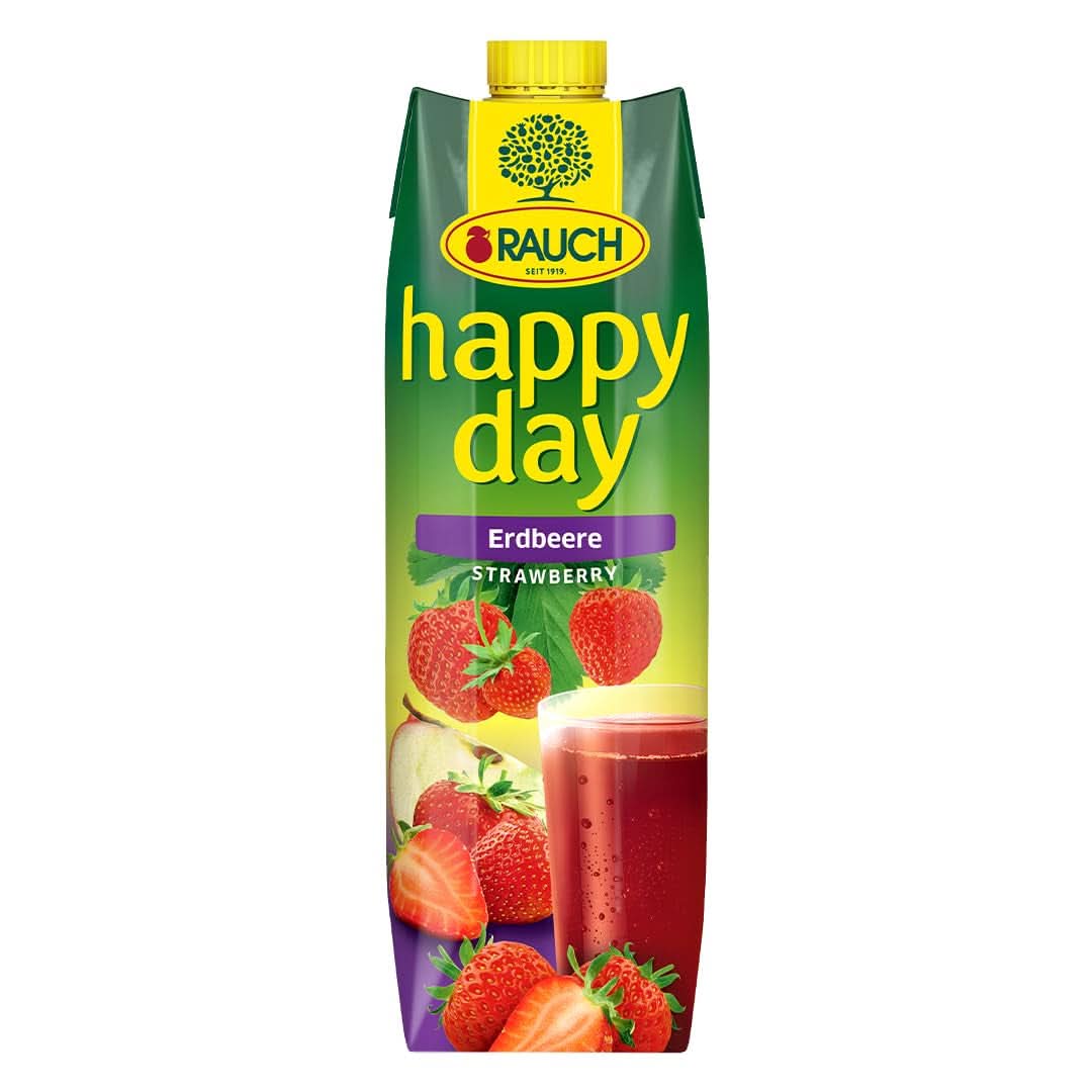 Rauch Happy Day Jahoda | Intenzivní jahodová příchuť | Rafinovaný s jablky a citronem | 6X 1 litr, Tetra Prisma Nealkoholické nápoje Naty Shop