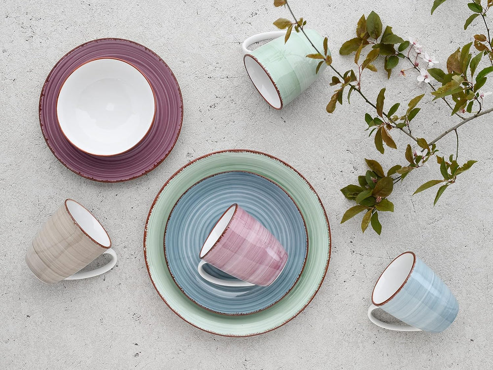 CreaTable, 22582, seria SAMBA, set de veselă cu 16 piese pentru 4 persoane, serviciu combinat din porțelan, potrivit pentru mașina de spălat vase și cuptorul cu microunde, producție de calitate