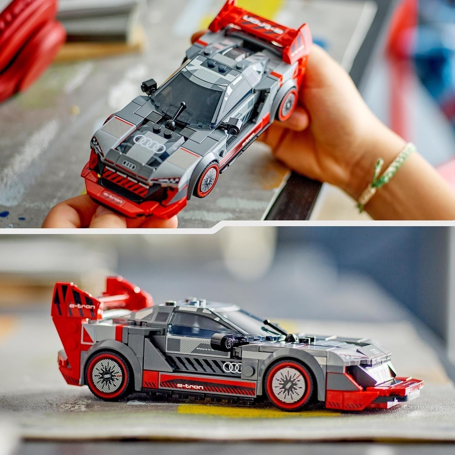 LEGO Speed Champions Audi S1 E-Tron Quattro závodní sada aut s hračkami na sestavení, hraním a vystavením, model auta pro děti, dárek pro 9leté chlapce a dívky 76921 Stavebnice Besuche den LEGO-Store