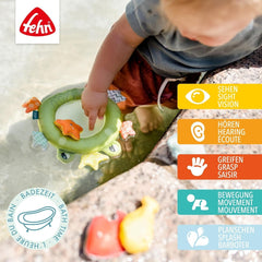 Fehn plasă de baie cu broască - Jucărie de baie pentru bebeluși pentru cadă - Jucărie de apă plutitoare pentru distracție veselă la baie - Jucărie de baie pentru bebeluși și copii mici de la 0+ luni Jucarii Bebe Naty Shop