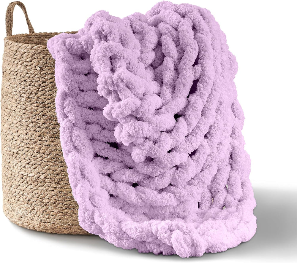 Masivní pletená deka, přehoz, 100% ručně pletená žinylkovou přízí Jumbo (127 X 152,4 cm, šeříkově šedá) Adyrescia Purple Beds and Duvets 50 "X60"