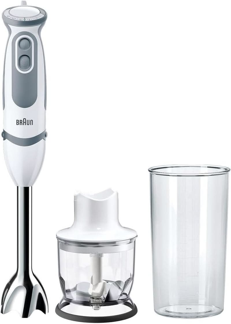 Braun Stabmixer MQ 5200WH - Multiquick 5 Vario Pürierstab Mit Edelstahl Mixfuß, 1000 Watt, Inkl. 600 ml Mix- & Messbecher, Weiß/Grau Kitchen Naty Shop Verze 2019 – Zerkleinerer