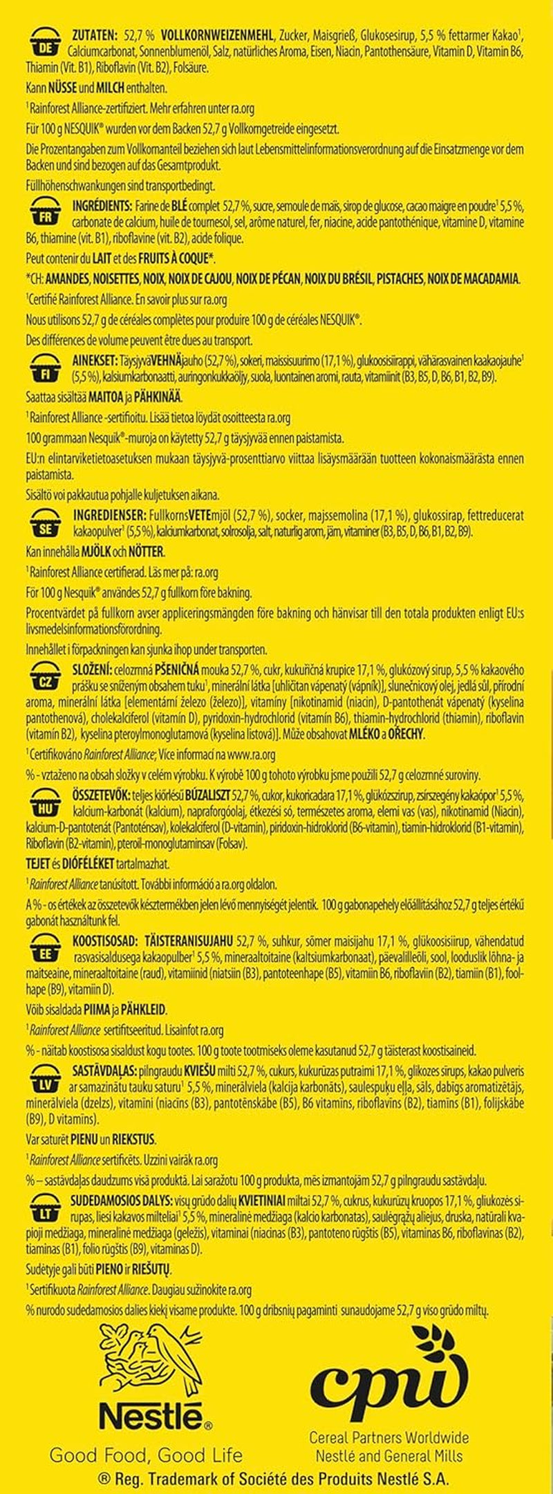 Nestlé Nesquik Crunchy Breakfast, Cereálie s čokoládou a celozrnnými výrobky, 1 balení (1 x 1 kg)