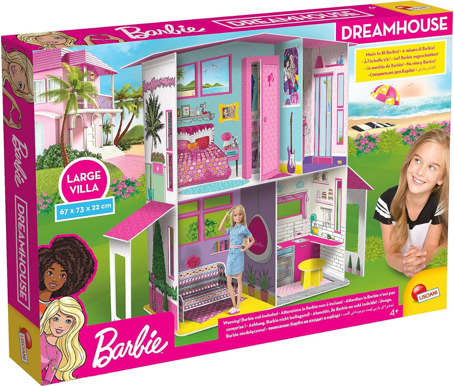 Lisciani - BARBIE domeček pro panenky - vila snů Barbie na dvou podlažích - 3D dům na stavbu, dekoraci a design - kreativní řemeslná a stavební hračka pro děti od 4 let Domky pro panenky Naty Shop