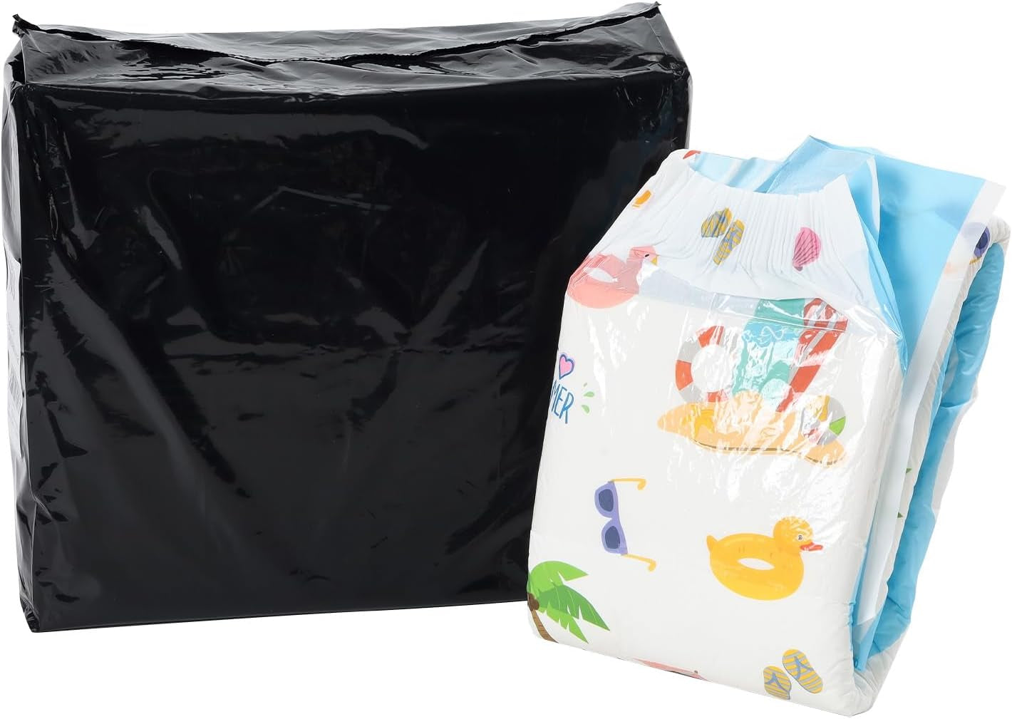 Plenky pro dospělé CutiePlusU, 10 balení, jednorázové plátěné plenky pro ženy a muže, maximální savost přes noc - I Love Summer (střední velikost 71-96 cm)