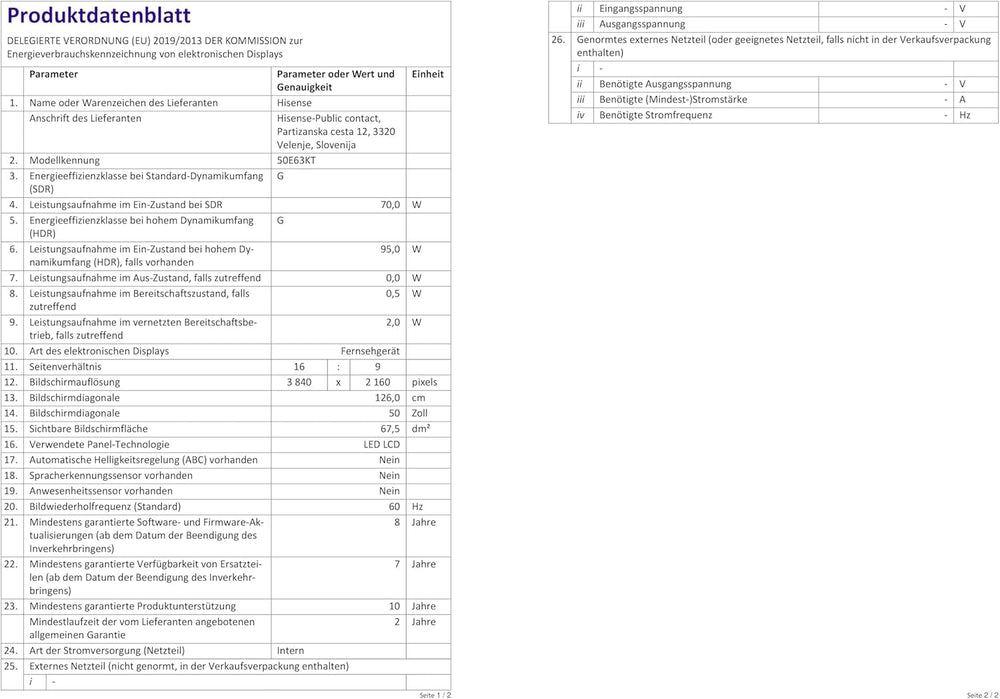 Televizor LED Hisense 50E63KT, 50 de inci, Smart TV UHD 4K