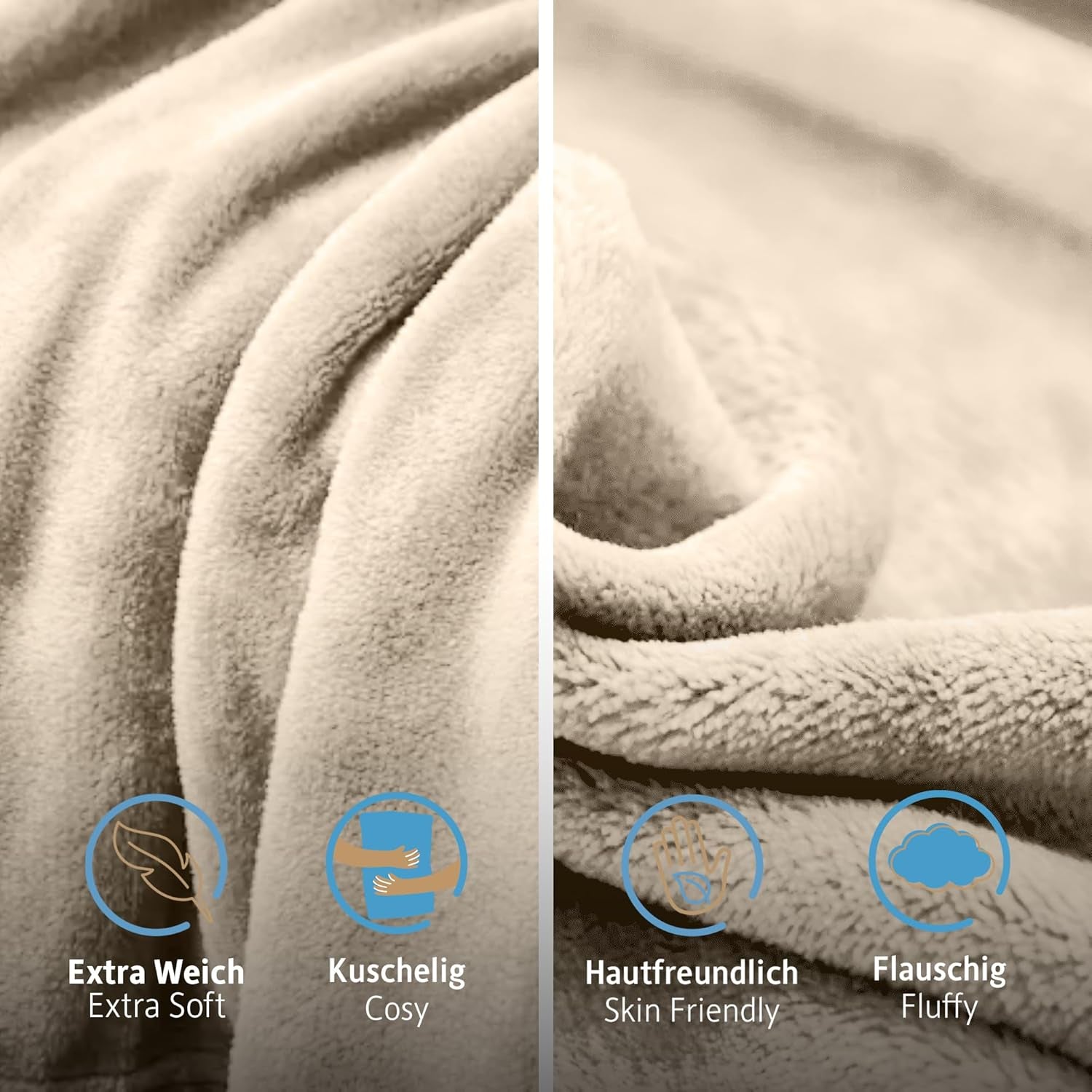 Nadýchaná deka Komfortec, pohodlná deka, fleecová deka, certifikace Oeko-Tex, super měkká, 150X200 Cm, 260 G/M², béžová Postele a přikrývky Besuche den Komfortec-Store