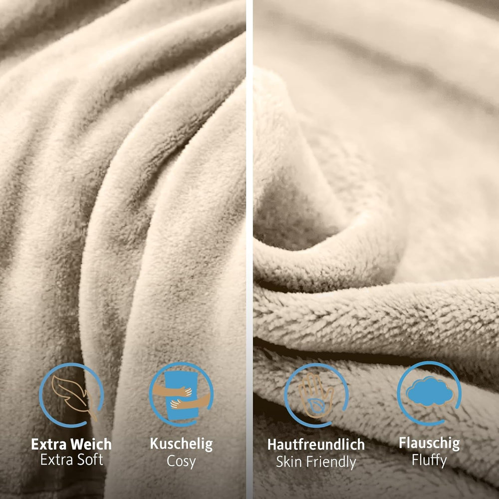 Nadýchaná deka Komfortec, pohodlná deka, fleecová deka, certifikace Oeko-Tex, super měkká, 150X200 Cm, 260 G/M², béžová Postele a přikrývky Besuche den Komfortec-Store