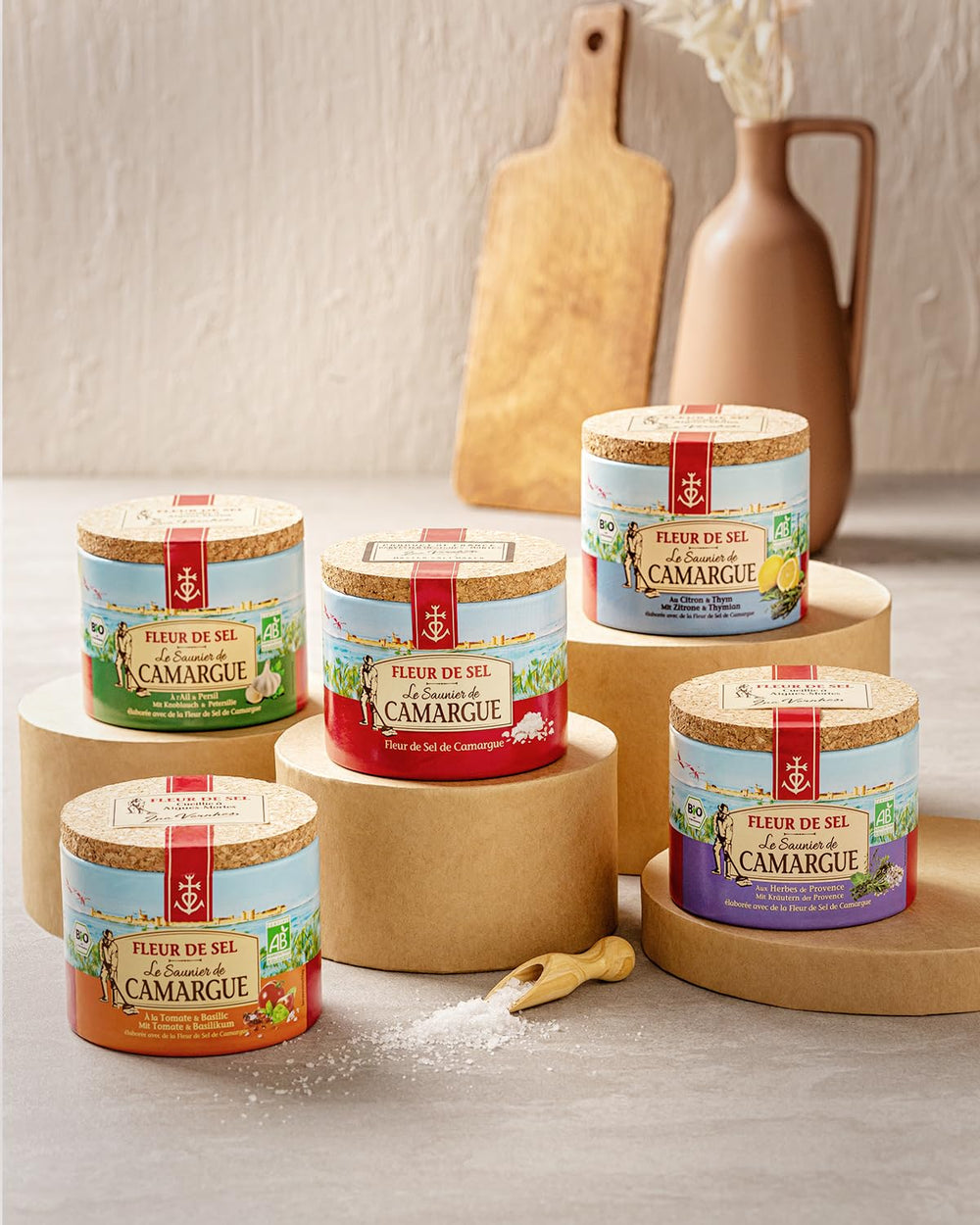 Le Saunier de Camargue Fleur De-Sel Citrone Thymian v dávce 125 g, Premium Meersalz aus Süd-Frankreich, Ideal als Finishing von Speisen und zum Verfeinern von Gerichten