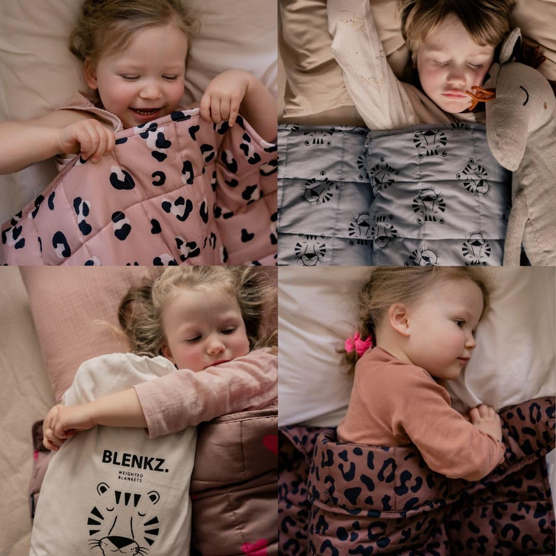 Zatížená dětská deka | 3,5 kg | 100X150cm | Terapeutická deka | Vážené přikrývky | Těžká přikrývka (obličej modrého tygra, 3,5 kg-100X150 cm) Postele a přikrývky BLENKZ.