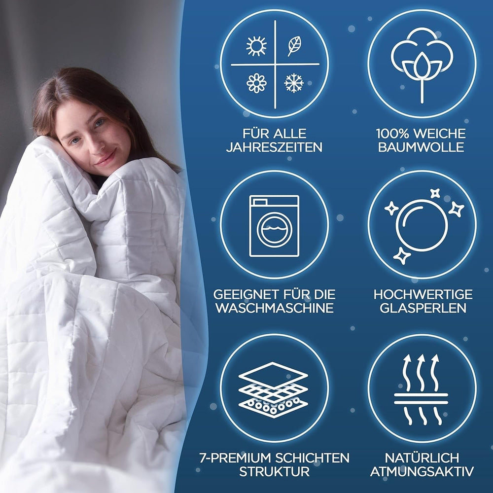 Samthus Weighted deka 135X200Cm 6Kg Oeko-Tex certifikovaná - Relaxační deka 100% bavlna - Těžká antistresová a terapeutická deka - Spěte lépe s naší těžkou dekou - Zatížená deka Postele a deky Besuche den Samthus-Store