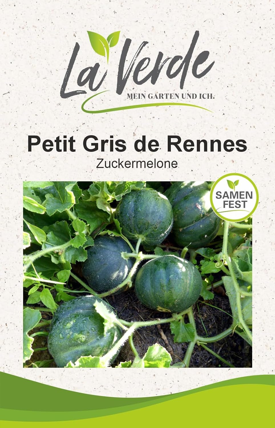 La Verde MEIN GARTEN UND ICH. Petit Gris De Rennes Zuckermelone Samen Für Ca. 10–12 Pflanzen, Fruchtgemüse, Süß-Aromatisch, Samenfestes Saatgut Ohne Gentechnik