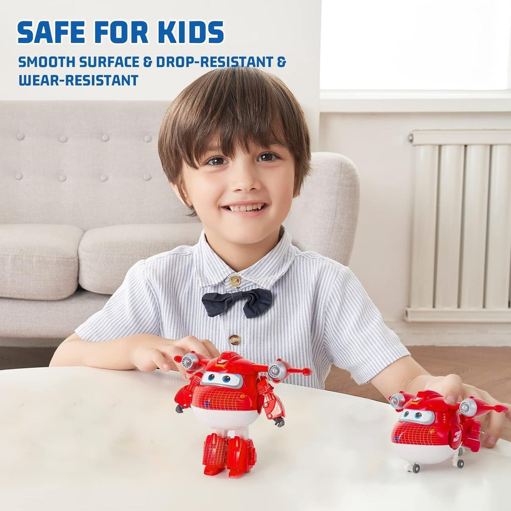 Super Wings 5" Transforming Characters 2-Pack Transforming Supercharged Jett + Tino, jucărie Transformer pentru băieți și fete de peste 3 ani, roșu Action figures Naty Shop