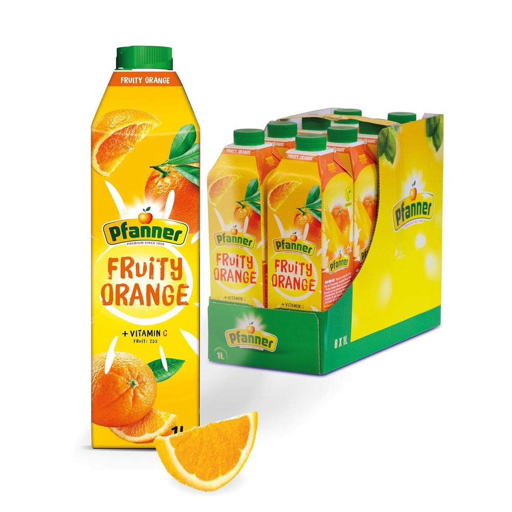 Pfanner Jahodový ovocný nektar (8 x 1 litr) – 30 % ovocný obsah – jahodový nápoj Naty Shop Fruity Orange