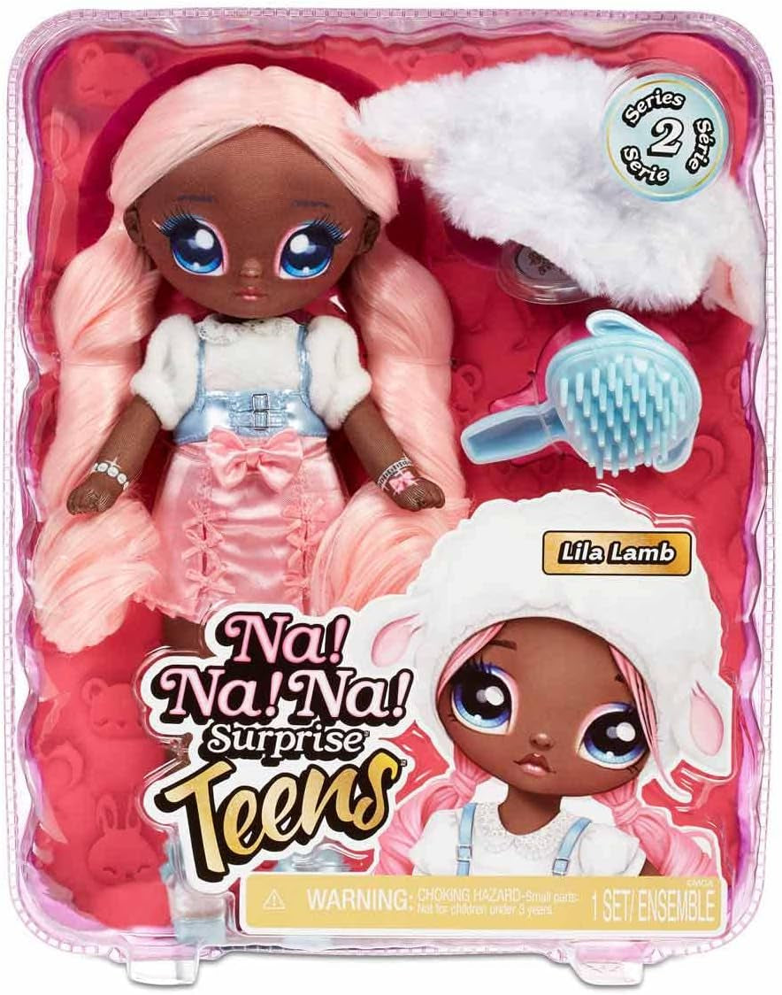 N/A N/A N/A SurpriseTeens Modepuppe - Sammlerpuppe - 28 cm měkká Stoffpuppe, inspirovaná ovcí - S růžovými vlasy - Lila Lamb