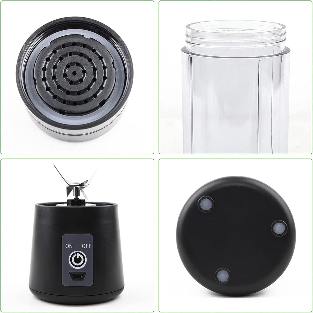 Mixér Smoothie Maker Tragbarer Entsafter: 380 ml Standmixer Persönlicher Shaker Proteinshake Mit 6 Edelstahlmesser Tragbar-Bpa-Freie Mit Usb-Mixbecher Für Shakes,Saftoutdoor,Schwarz Bucatarie Naty Shop