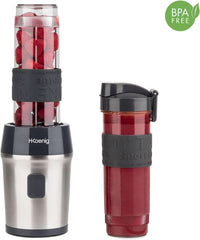 H.Koenig Smoothie Maker SMOO9 - Mini stojanový mixér - Mini mixér - 300 Watt - 570 ml - Edelstahl - 2 Kunststoffflaschen - Bpa-Frei, Grau Kitchen Naty Shop