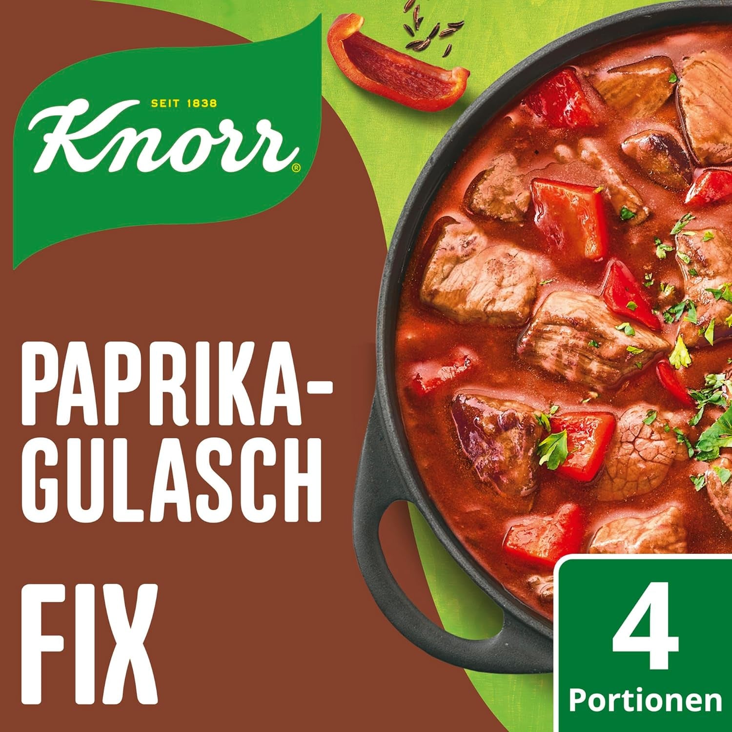 Knorr Fix Würzmischung Paprika-Gulasch für eine leckeres Fleischgericht mit natürliche Ingredient 4 Porce