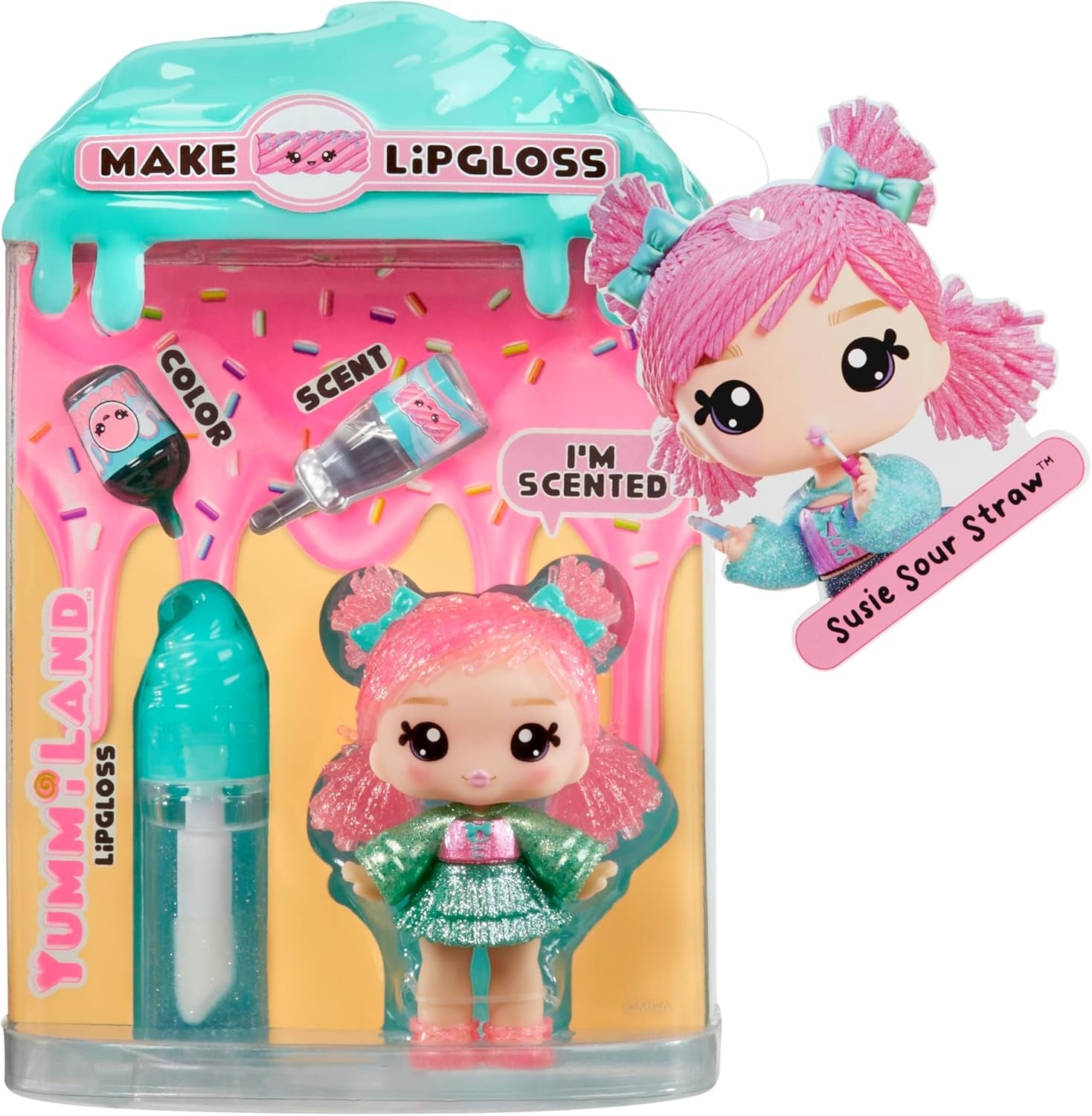 Yummiland Lip Gloss Doll - Roxie Crystal Candy - Inklusive DIY Lipgloss-Set, Geeignet für Kinder ab 4 Jahren, Rosa, Series 2