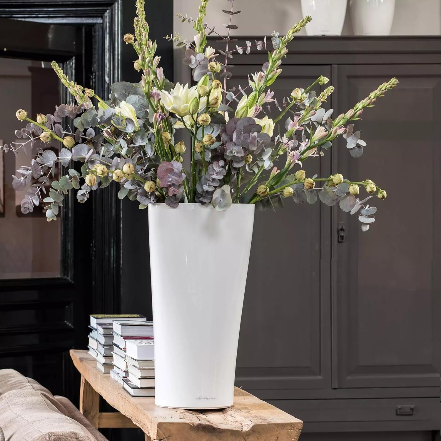 LECHUZA DELTA Premium 30 alb lucios 15500