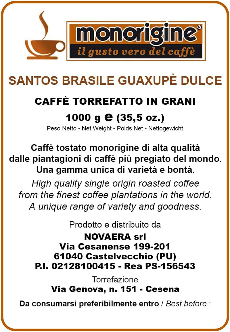 Boabe de cafea Arabica Santos Brasile Guaxupè Dulce - 1 Kg