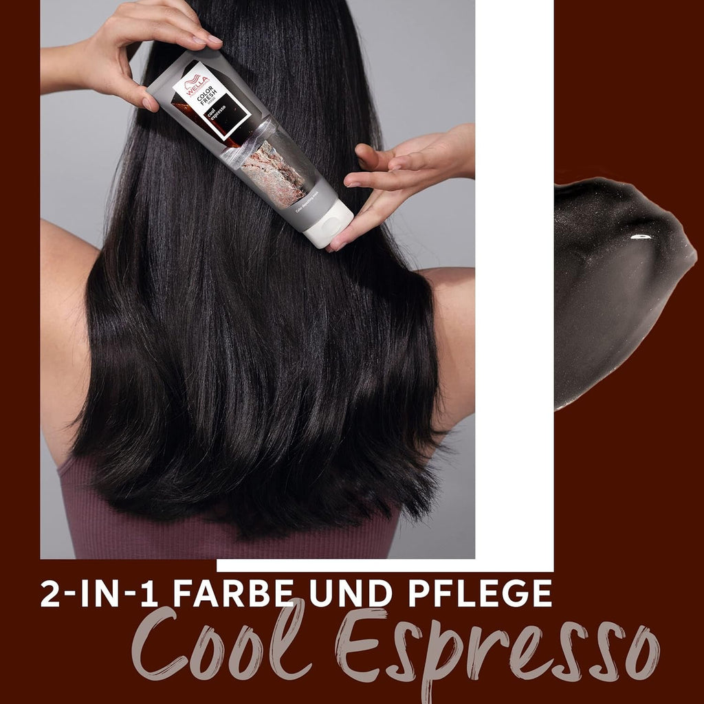 Wella Professionals Color Fresh Mask Cool Espresso - tratament pentru revitalizarea și schimbarea culorii părului - nuanță hrănitoare cu ulei de avocado - pentru păr negru și negru - 150 ml Masca de par Naty Shop