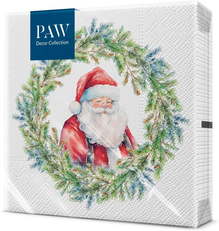 PAW - Șervețele 3 straturi (33 X 33 Cm) I 20 bucăți I Șervețele de hârtie colorate perfecte pentru masa de Crăciun I Șervețele - Crăciun, iarnă, stele, zăpadă, oameni de zăpadă I Familia Snowy