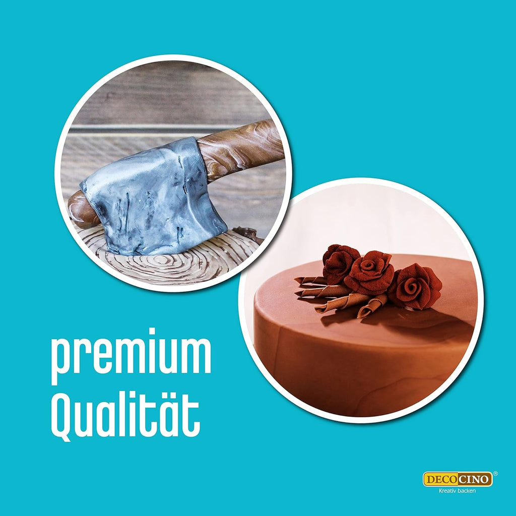 DECOCINO Fondant Schoko – 250 G – Ideal Zum Verzieren Von Kuchen, Torten, Cupcakes – Palmölfrei & Vegan Glazuri si Decor Naty Shop