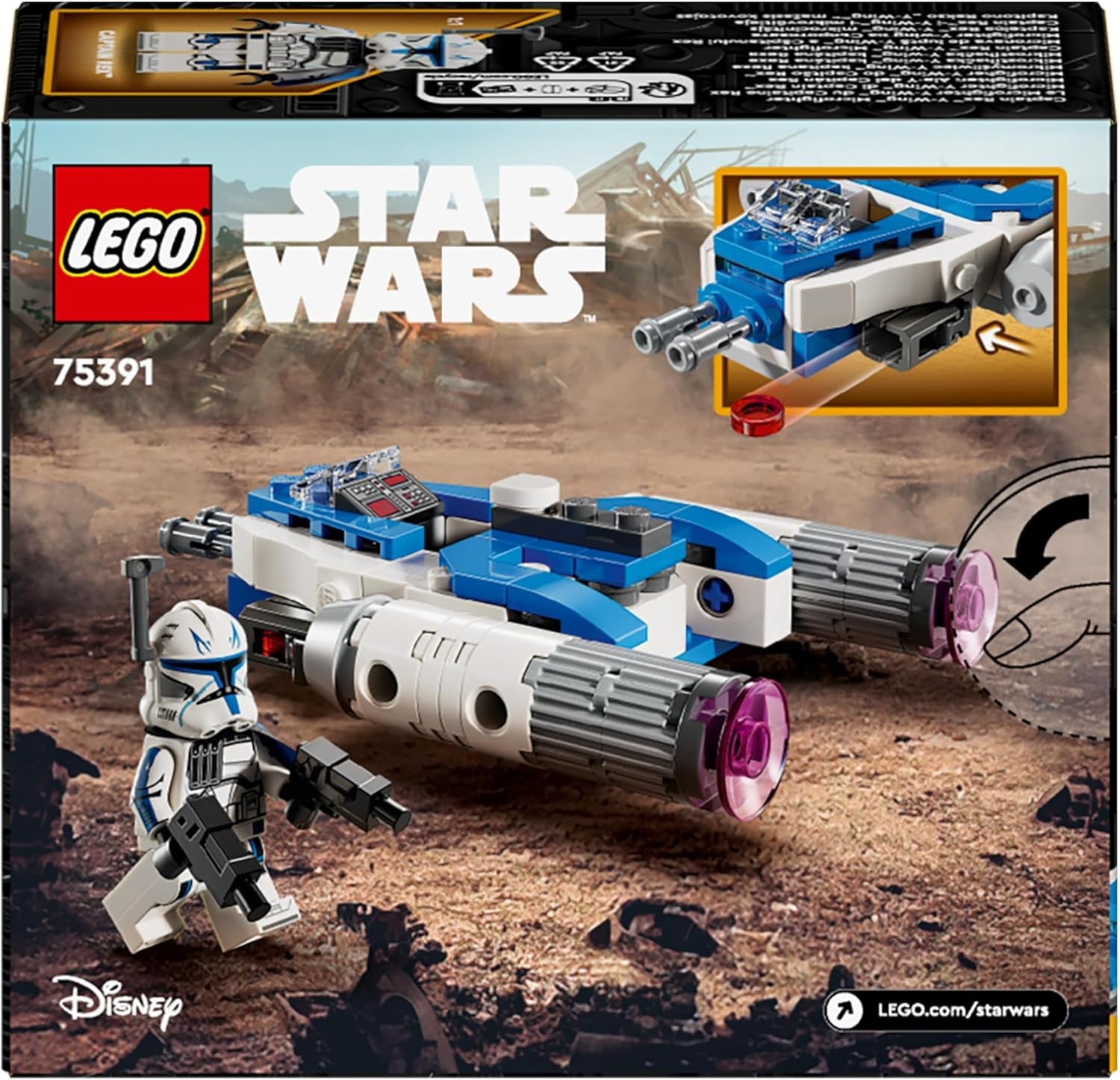 LEGO Star Wars Kapitán Rex Y-Wing kostky na stavbu kostek sběratelské hvězdné lodi Nápad na dárek pro chlapce a dívky od 6 let 75391 Stavebnice Besuche den LEGO-Store