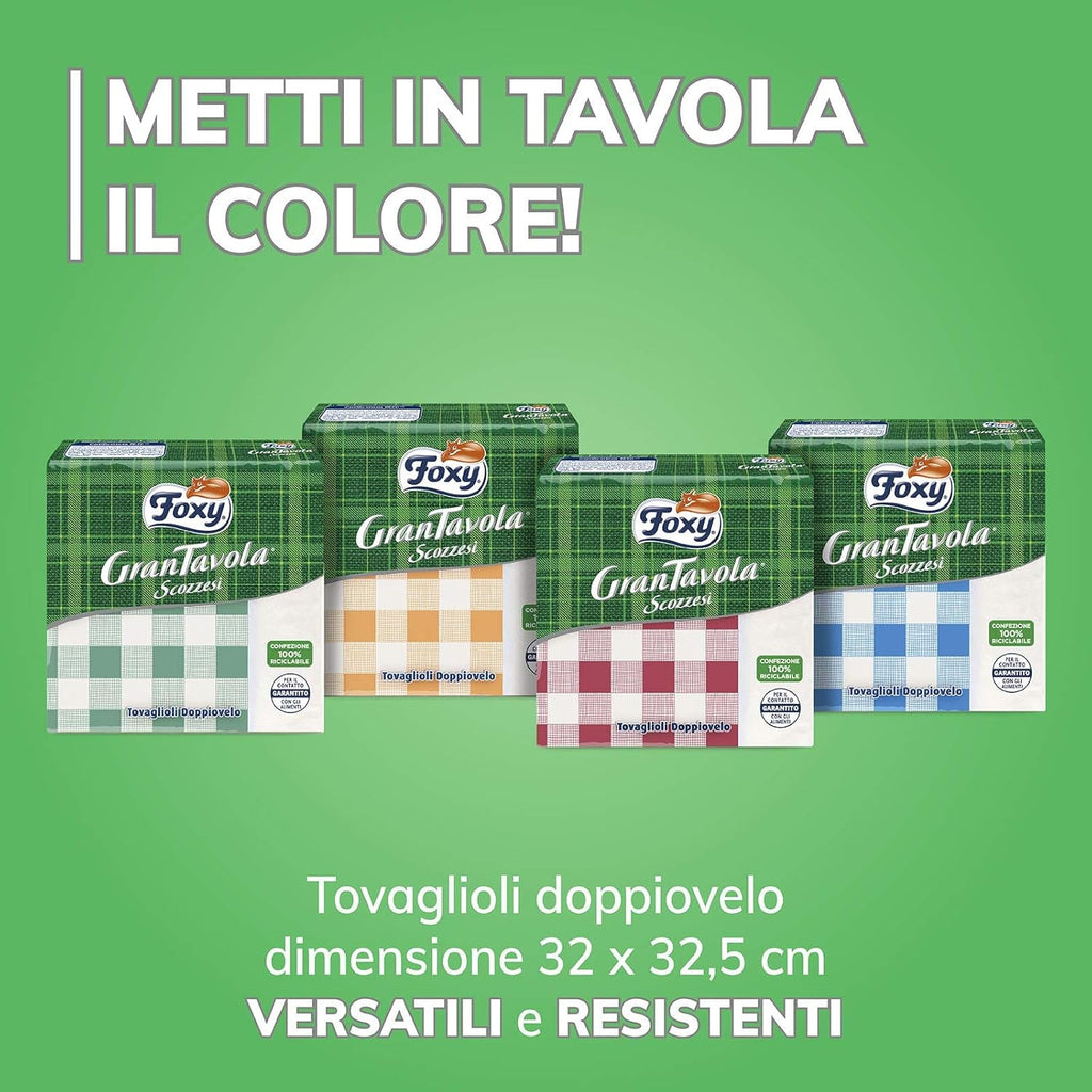 Grantavola scoțiană | Șervețele pentru ploaie | 36 pachete À 42 bucăți 32 X 32,5 Cm | Decor scoțian în 4 culori | PEFC | 100% energie electrică regenerabilă | Ambalaj 100%