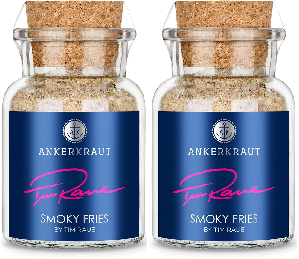 Ankerkraut Smoky Fries od Tima Raue, Mischung würzender Ingredient für Pommes Frites, Gourmet Pommes mit Rauch-Aroma, 145 g v Korkenglas