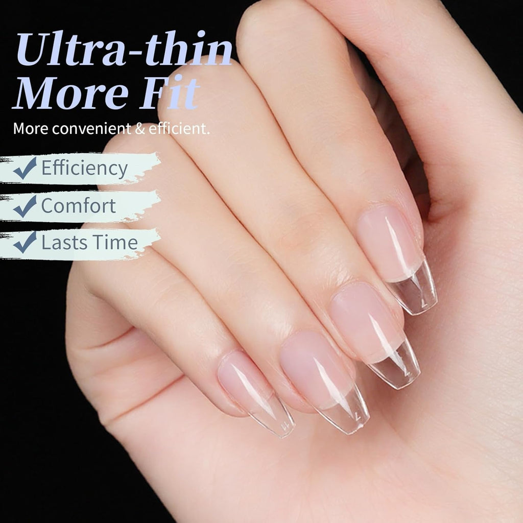 Unghii artificiale scurte, 500 bucăți gel moale acoperire completă vârfuri de unghii pentru unghii cu gel 12 mărimi vârfuri de unghii pre-lustruite pentru unghii cu gel, unghii artificiale scurte sicriu pentru extensii de unghii cu cutie