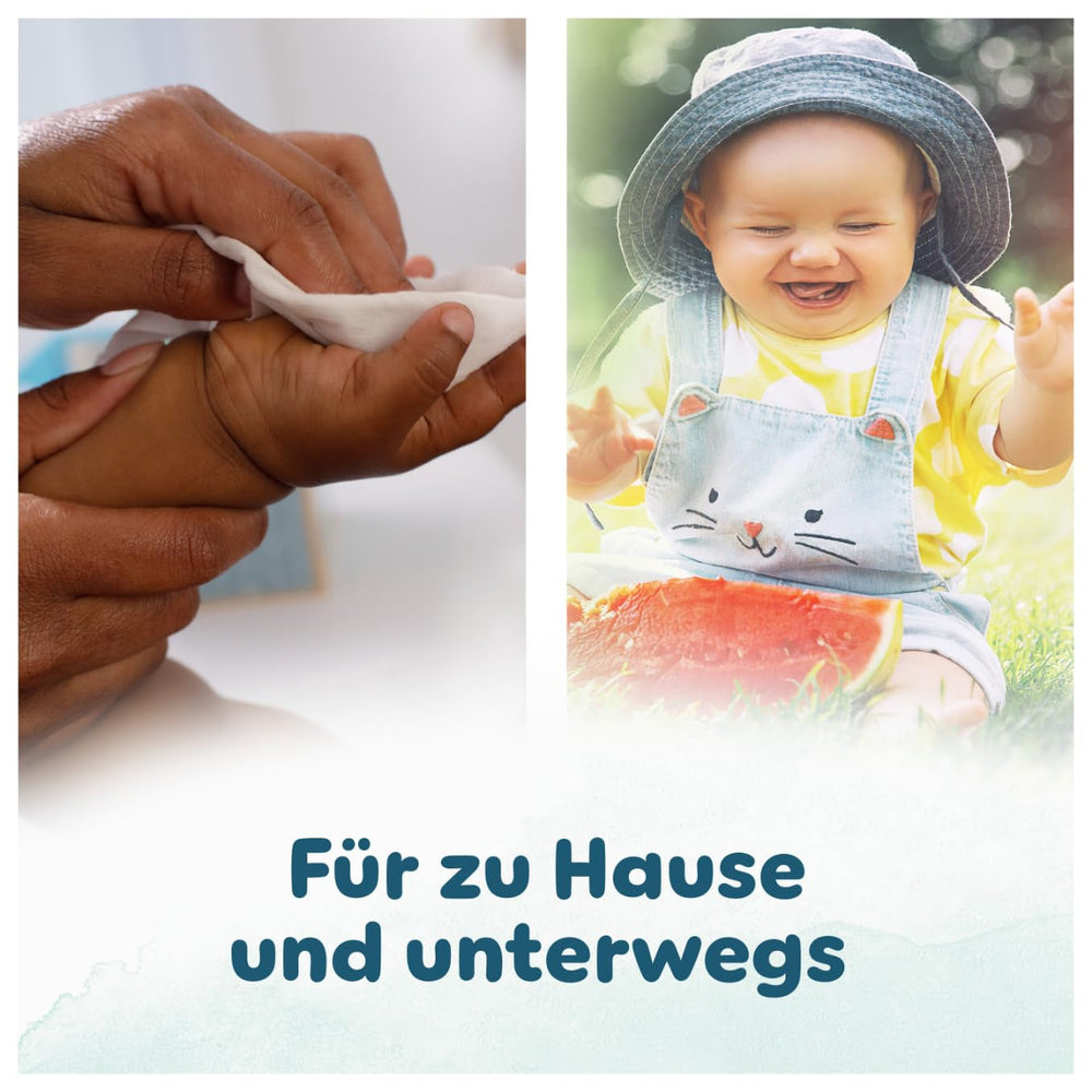 Șervețele umede Pampers Harmony Aqua, 6 pachete a câte 48 de șervețele fiecare, 288 de șervețele în total, ajutând la restabilirea echilibrului natural al pH-ului pielii, loțiune ușoară cu 99% apă