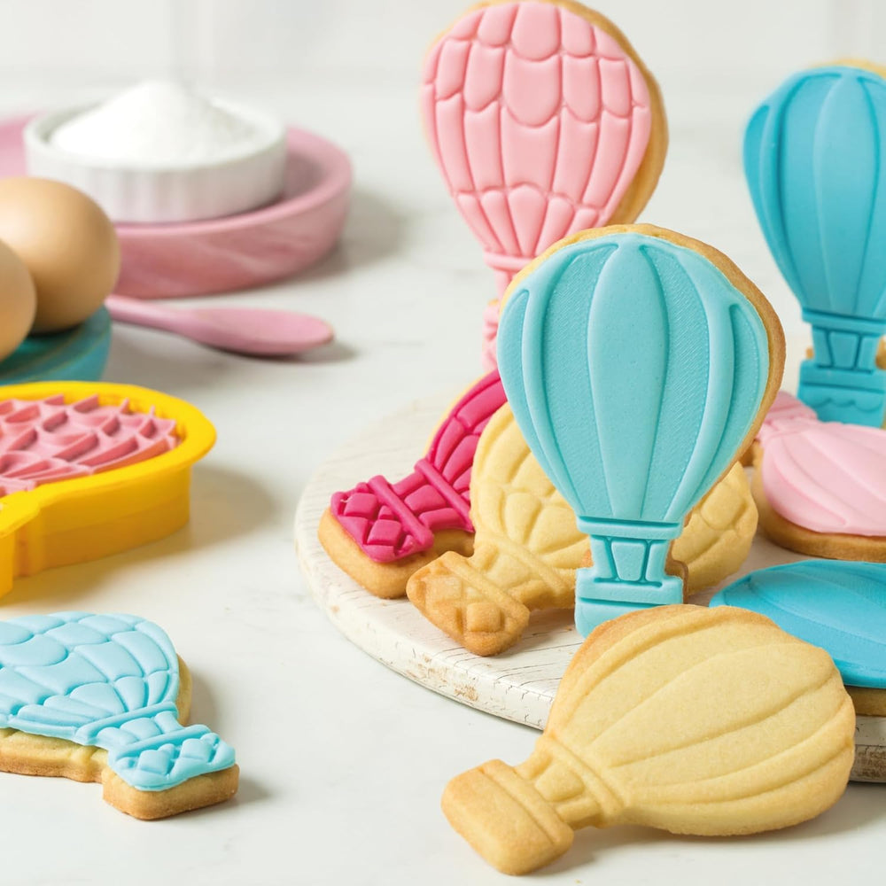 0255035 Decupătoare și markere 3D pentru baloane cu aer cald, din plastic, setul ideal pentru decorațiuni din pastă de zahăr sau pastă de gumă, fabricate în Italia, design original. Pachet de