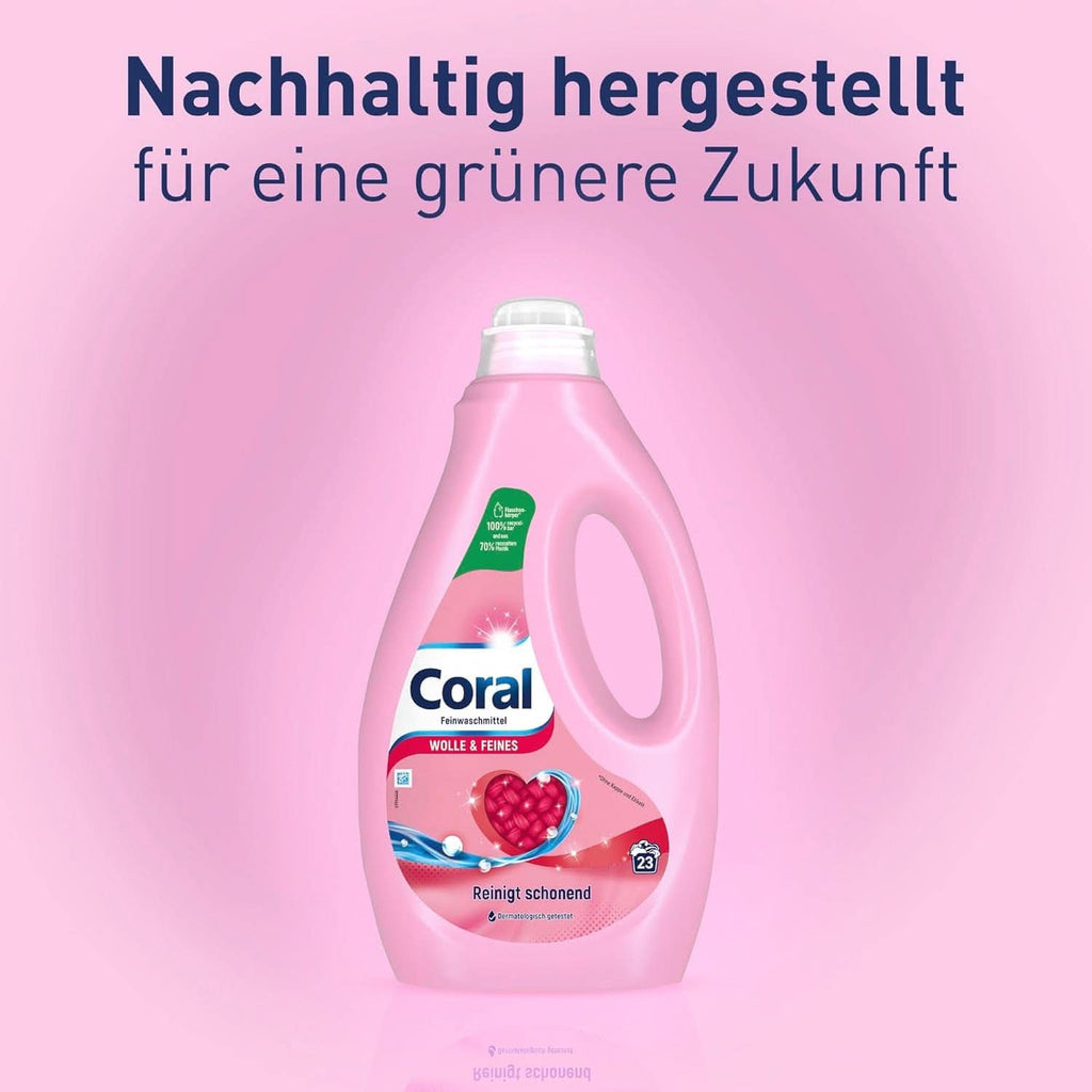 Coral detergent lichid delicat pentru lână și rufe delicate, 23 spalari, 1,15 litri Detergenti Rufe Naty Shop