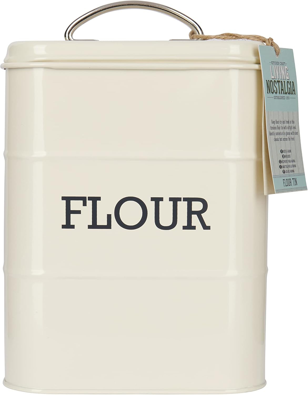 KitchenCraft Living Nostalgia recipient pentru făină, etanș, 17 x 12 x 24 cm, crem antic, crem Cutii depozitare alimente Naty Shop