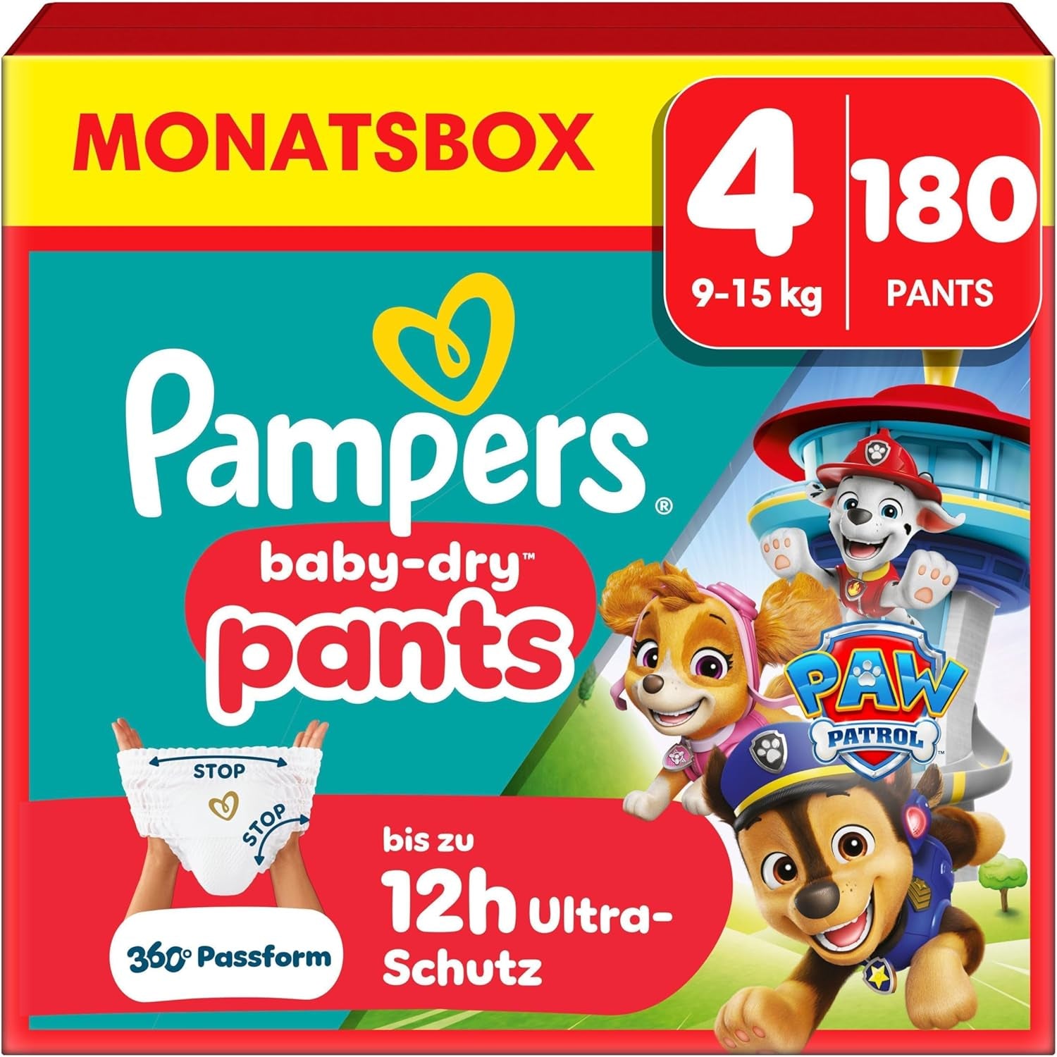 Pampers Baby Dry Pants Diaper Patrol Puppy Edition, velikost 5, plenky 160, 11 kg - 17 kg, nastavení 360° se zarážkou a ochranným systémem